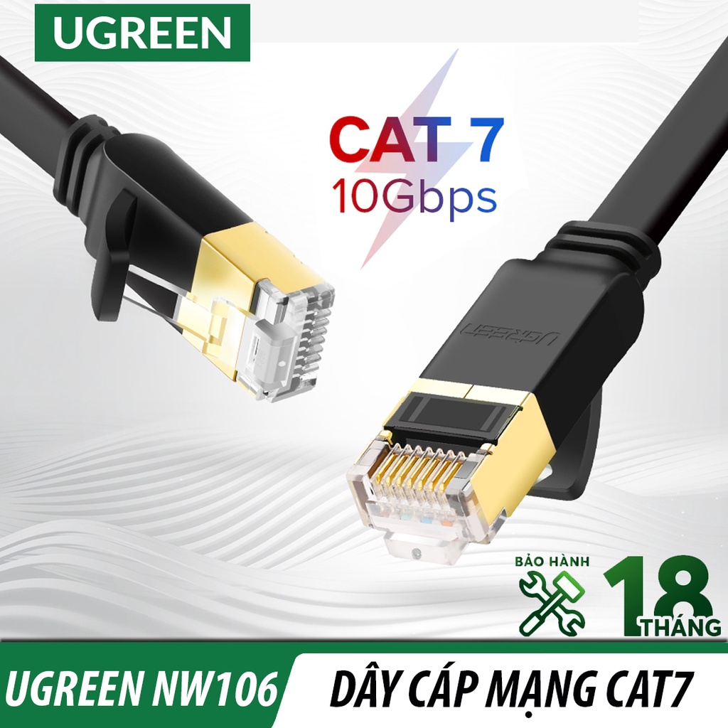 Dây Cáp Mạng Đúc Sẵn Cat7 STP 10Gbps Dây Dẹp Cao Cấp, UGREEN NW106 Chính Hãng