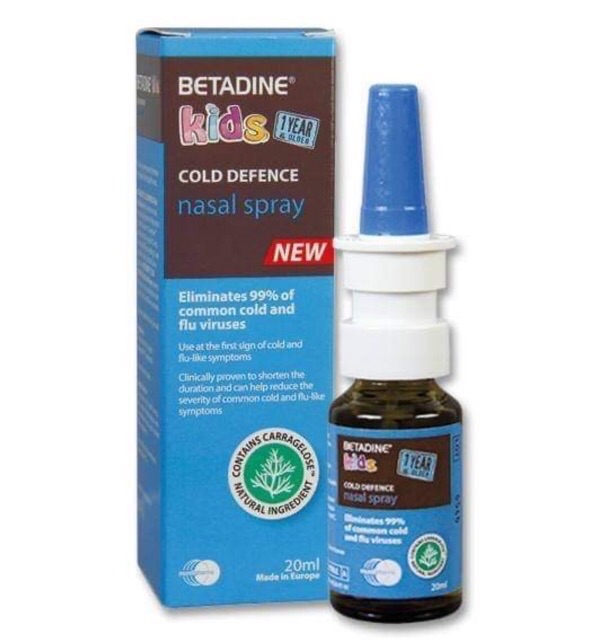 Dung dịch xịt mũi BETADINE Cold Defence Nasal Spray ngừa cảm cúm cho người lớn và trẻ em - Chai 20ml