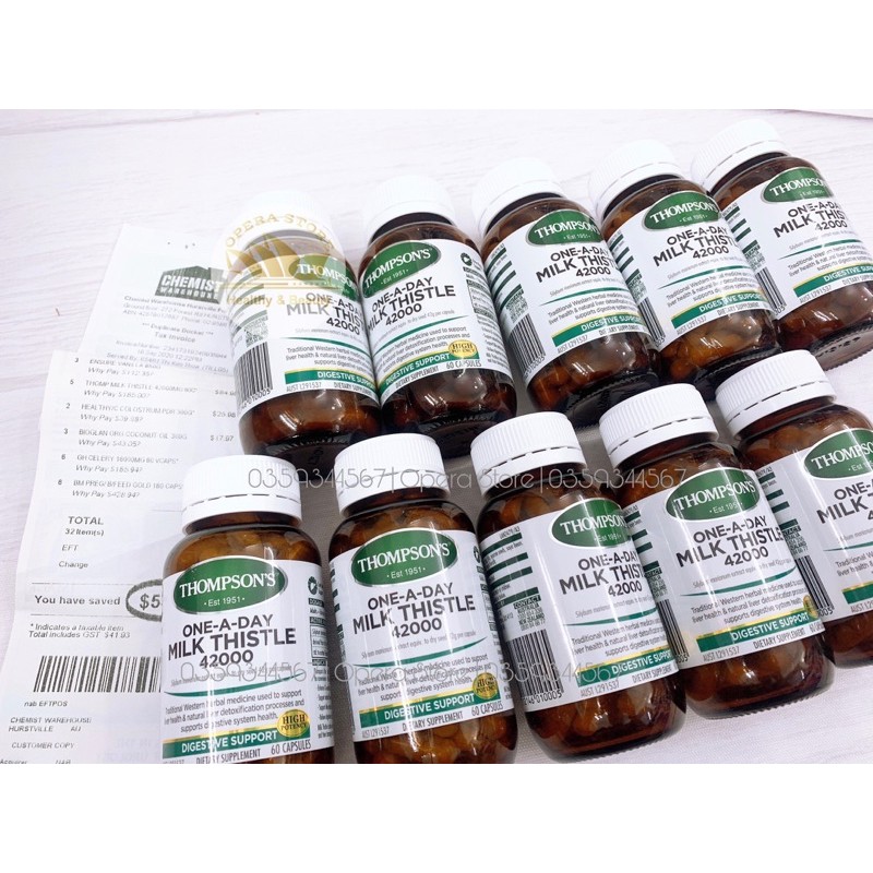 Thompson's Milk Thistle 42000mg 60v Thải độc Gan | Thế Giới Skin Care