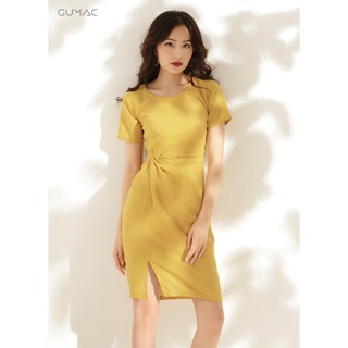 Đầm nữ body xoắn eo gumac ms10927_vang