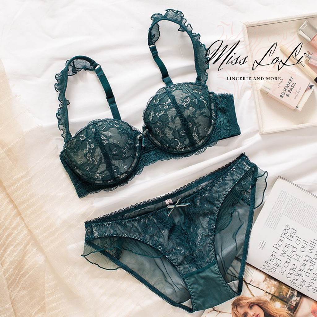 Bộ Đồ Lót Nữ LOLI002 Cenka Nơ Ren Bèo, Áo Lót Nữ Có Gọng Mút 2cm, Áo Bra Cao Cấp | BigBuy360 - bigbuy360.vn