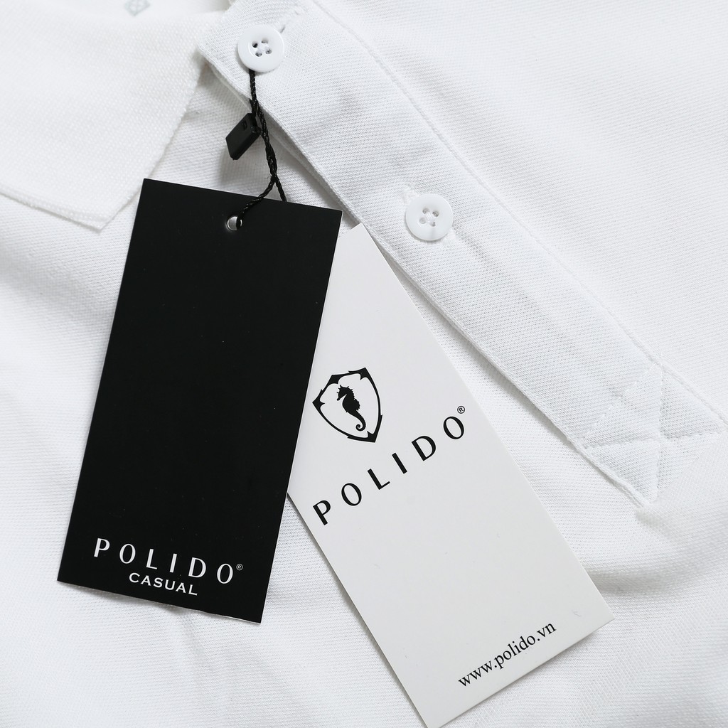 Áo Polo Nam Trơn Thêu Chữ POLIDO Màu Xanh Cổ Vịt Vải Cotton Co Giãn Form Slimfit