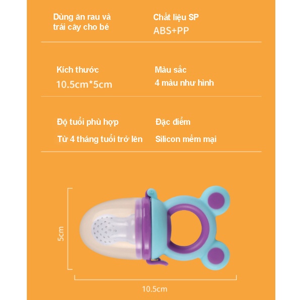 Túi nhai chống hóc - túi nhai ăn dặm silicon bản Hàn tai thỏ an toàn cho bé yêu - Babybox