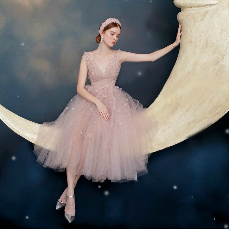 Đầm xoè công chúa TRIPBLE T DRESS kết cườm và hoa thêu nổi - size M/L - MS376V