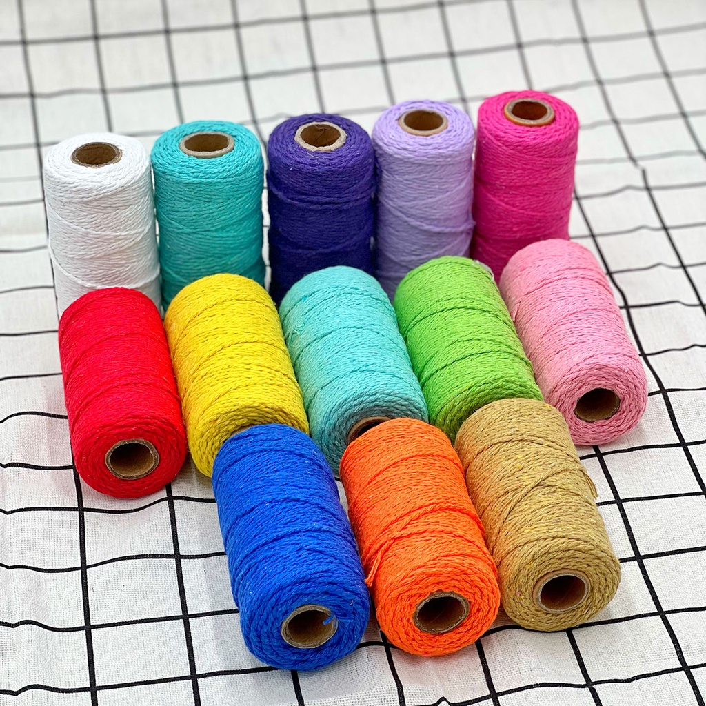 Cuộn Dây cotton NhiềU MàU DàY 2mm DùNg Làm Đồ Thủ Công DIY