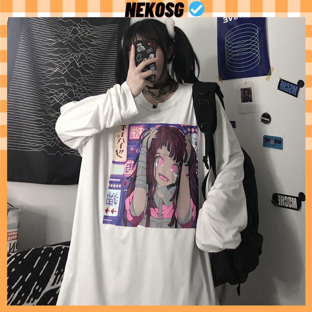 Áo thun tay dài form rộng NEKO.SG, Áo thun Streetwear Ulzzang SWT52