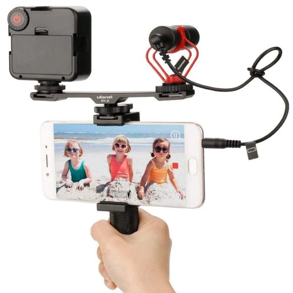 Phụ kiện Vlog - Ngàm mở rộng cho máy ảnh, điện thoại, tay cầm chống rung, Gimbal - Ulanzi Double Cold Shoe PT-2