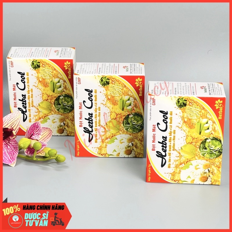 Bột Nước Mát HERBA COOL Mía lao (hộp 10 gói) - Minpharmacy