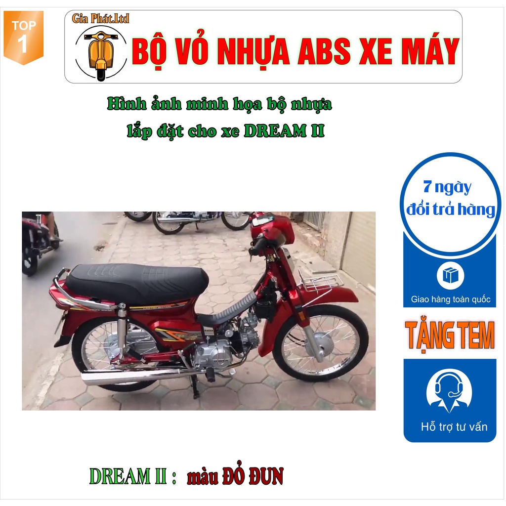 Bộ nhựa dàn áo xe Dream II - Dream Việt - Thái - Tàu màu ĐỎ ĐUN_SPP-686