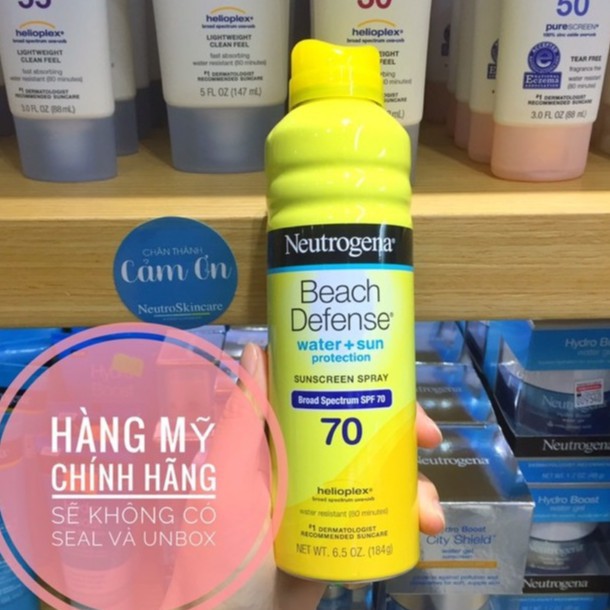 Xịt chống nắng Neutrogena Beach Defense SPF 70 (tùy chọn size)