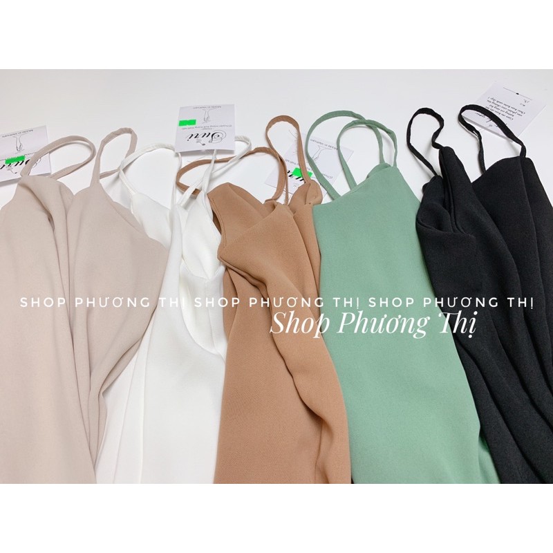 Áo hai dây cổ tim đũi lụa trơn Basic (hàng sẵn)