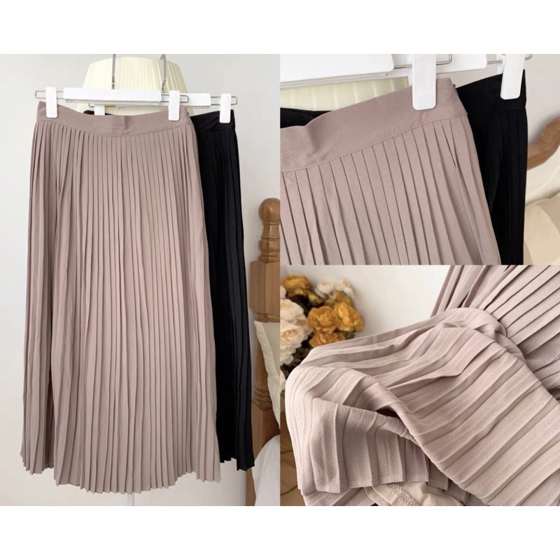 (sẳn) chân váy xếp ly màu nude (pleated skirt) | BigBuy360 - bigbuy360.vn