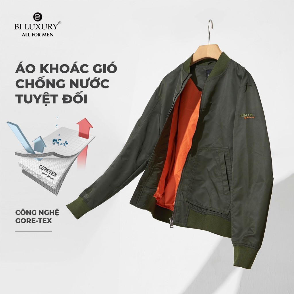 [Mã MABRBI212 giảm 10% đơn từ 99k] Áo khoác nam bomber Biluxury 2 lớp 4AG2T008 chống nước Gore-tex đẳng cấp cản gió tốt