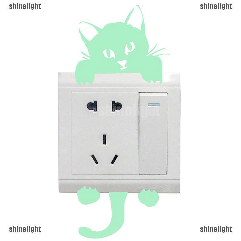 Sticker dán tường trang trí hình mèo dạ quang