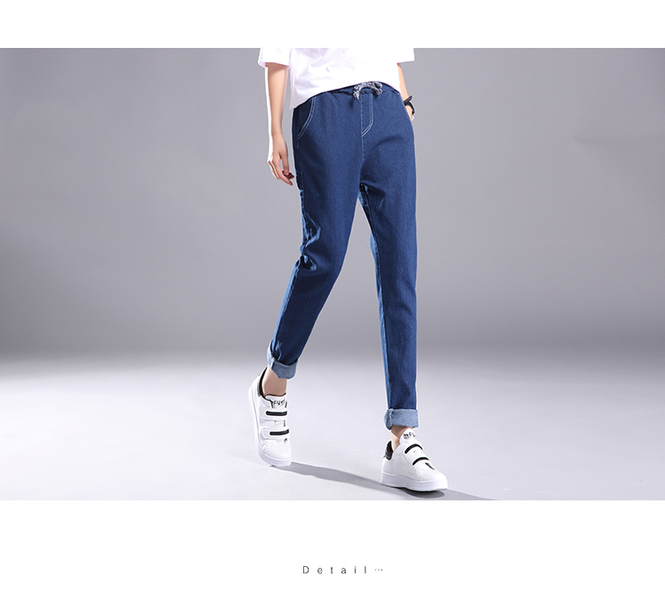 Quần Jeans Denim Nữ Phối Ren Dây Rút Phong Cách Retro 2705 2017