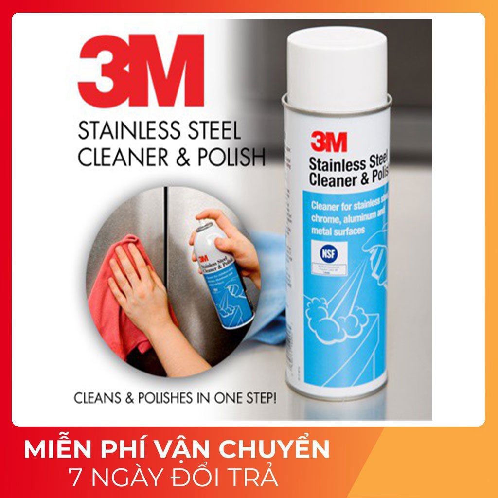 Dung Dịch Tẩy, Đánh Bóng và Làm Mới Bề Mặt Kim Loại, Inox 3M Stainless Steel Cleaner &amp; Polish 14002- 600gr