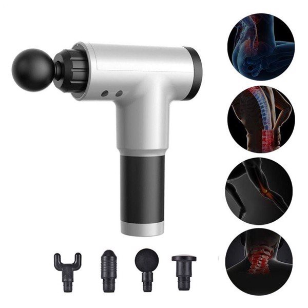 Máy Massage Cầm Tay - Súng Massage Toàn Thân 4 Đầu 6 Chế Độ - BH 12 Tháng