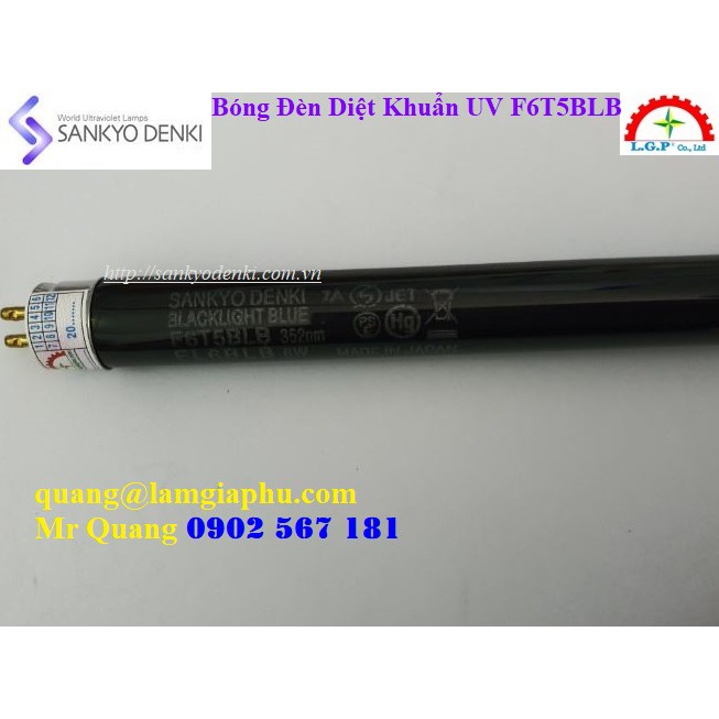 Đèn tia cực tím xanh đen UV Sankyo Denki F6T5BLB - 6W, 21cm