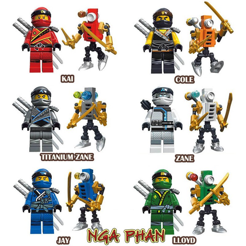 Bộ 6 Ninja Đại Chiến Robot Ninjago Lego Decool Đồ Chơi Xếp Hình Lắp Ráp
