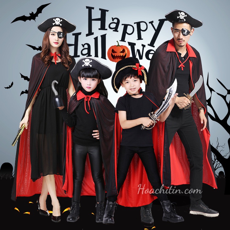 Halloween áo choàng đỏ đen hóa trang Dracula ma ca rồng phù thủy