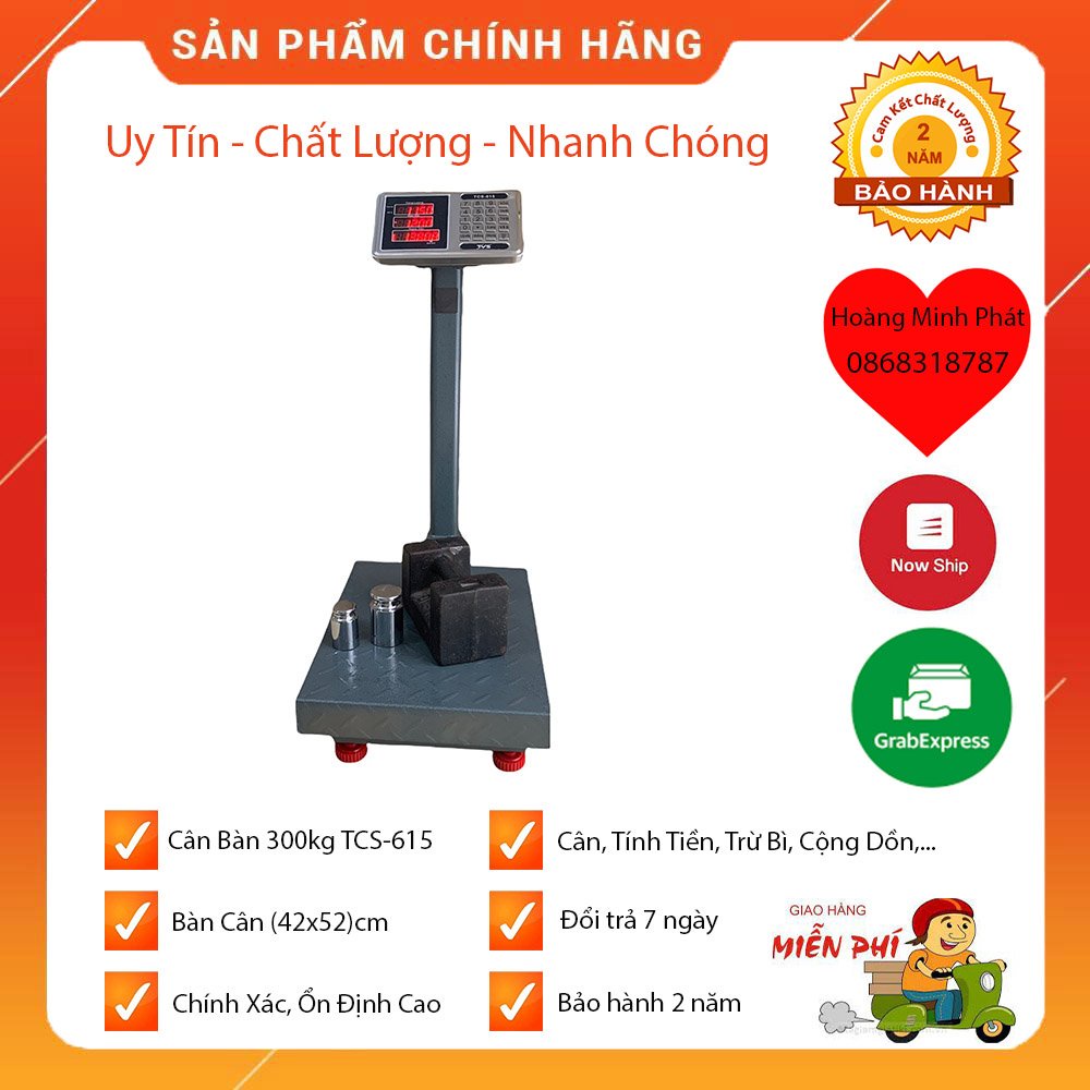 Cân Bàn Điện Tử Cân Hàng Hóa, Đồ Dùng 100kg - 150kg - 300kg TCS-615 chuyên dụng cho nhà hàng, nhà máy, công xưởng