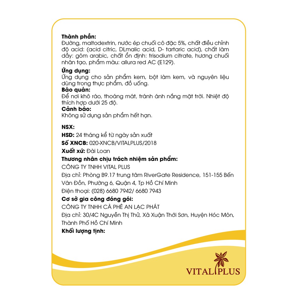 - Bột trái cây - Bột Chuối - Banana Juice Powder - Shop Nhà Anise - Vital Plus