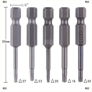 Bộ 5 dụng cụ tuốt nơ vít bằng thép đầu hình tam giác tỉ lệ 1/4 chui dài 50mm