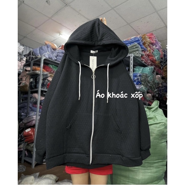 Áo Khoác Nỉ Xốp  Unisex  🌸 Jacket form rộng tay bồng cá tính, hoodie zip màu xanh navy nam nữ Ulzzang 🌸