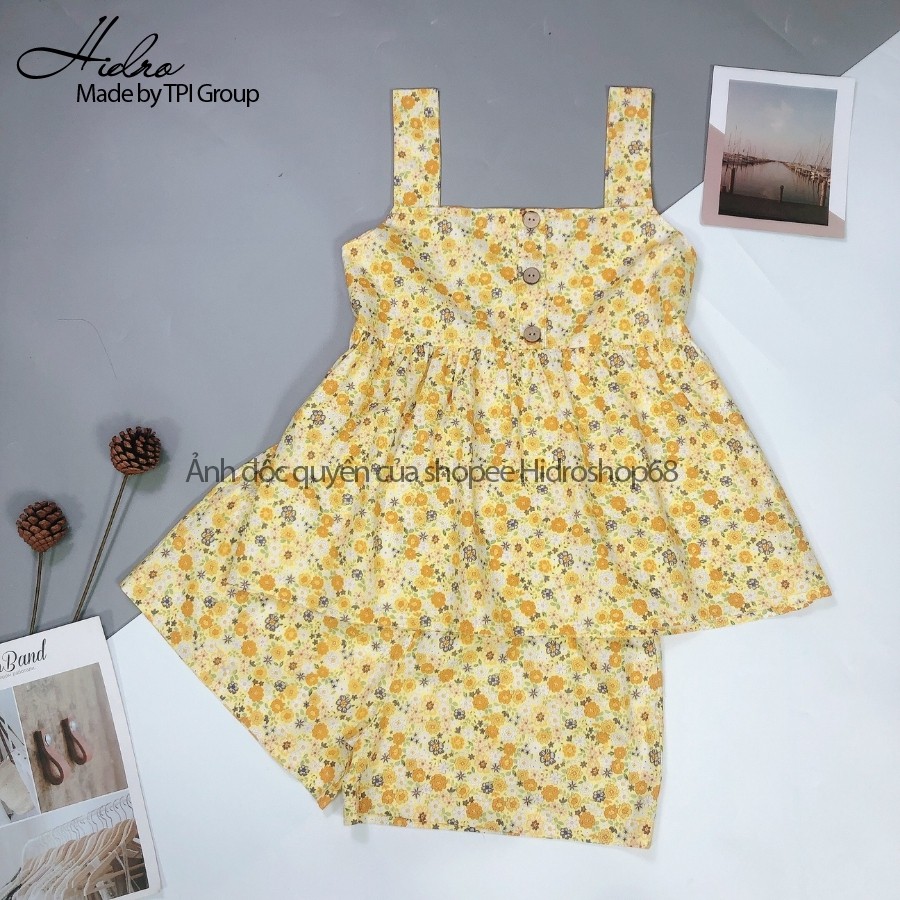 Bộ Mặc Nhà Hoa Nhí Hai Dây Babydoll Chất Thô Đũi Mềm Mát | BigBuy360 - bigbuy360.vn