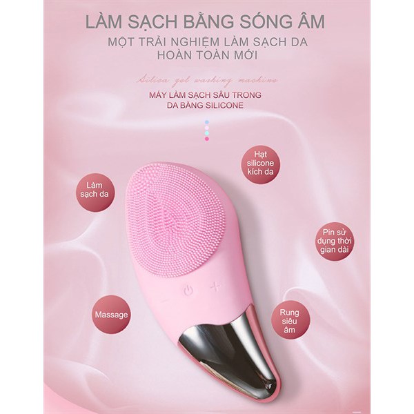 [FREESHIP] Máy Rửa Mặt Sóng Âm, Máy Massage Cầm Tay Làm Sạch Da Giảm Mụn Đầu Đen, Nâng cơ mặt - 6000 nhịp rung/phút