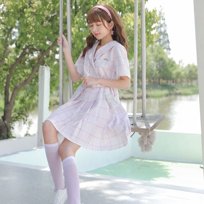 Đầm caro hồng đáng yêu cao cấp Dory's Closet