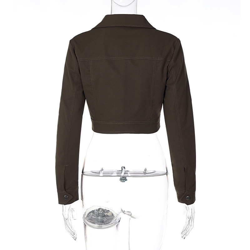 Áo Khoác Tay Dài Phối Túi Thiết Kế Đơn Giản Thời Trang Cá Tính Cho Nữ