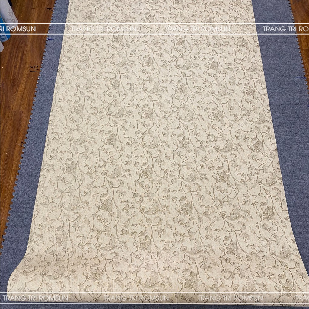 Giấy đề can dán tường phòng ngủ khổ 60cm 1m2 decal dán tường vintage hàn quốc hoa văn 3d màu kem nâu