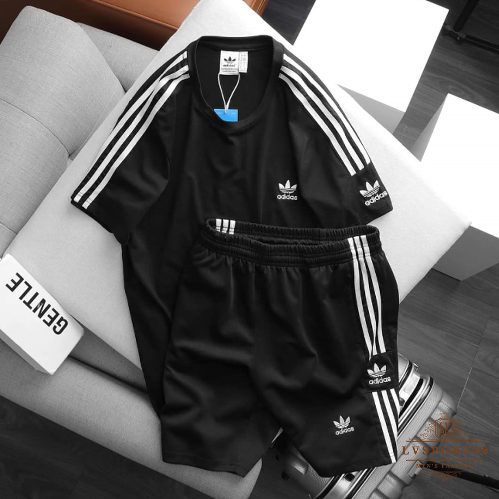 Bộ thể thao nam 💎SALE💎 Quần áo cộc bộ mùa hè cao cấp không cổ 2021 cotton 100% mặc chạy thể dục đi ngủ LVsport90 | BigBuy360 - bigbuy360.vn