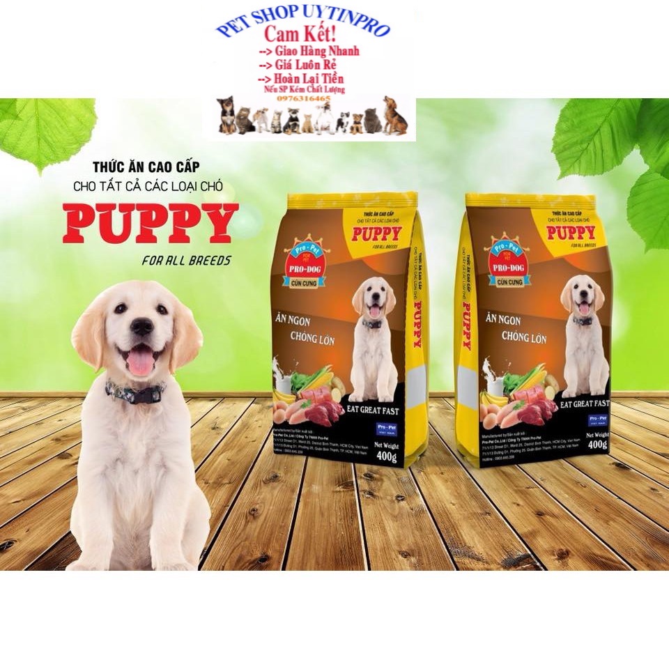 5 Gói Thức ăn hạt cho Chó con PRO-DOG PUPPY Gói 400g Xuất xứ Pro-Pet Việt Nam Dinh dưỡng hoàn chỉnh cho Chó