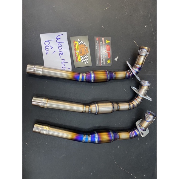 PTITANIUM cổ pô titan CNC bầu hơi xoắn  cho wave dream wave blade future neo 125 led sirius