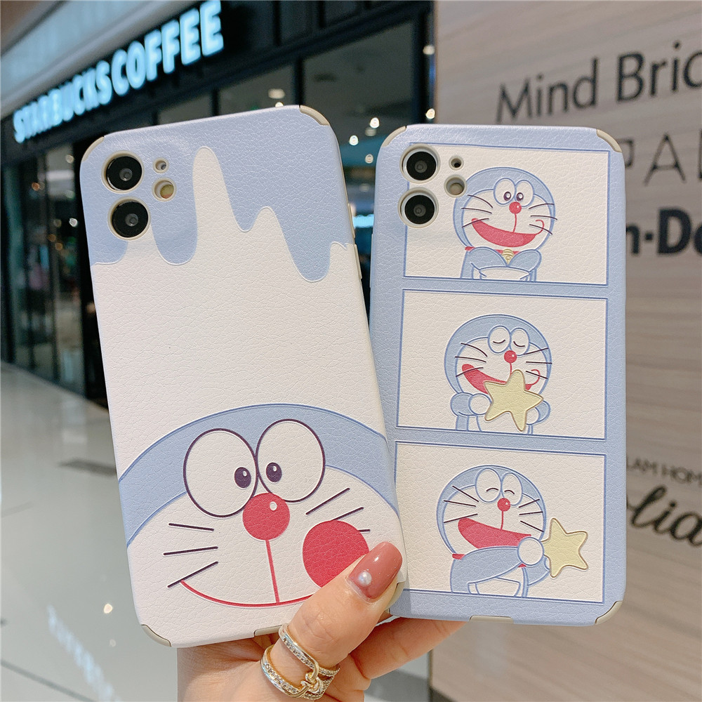 Doraemon Ốp lưng iPhone 12 Pro Max Case Straight Square Casing X XR Xs Max Soft Cover