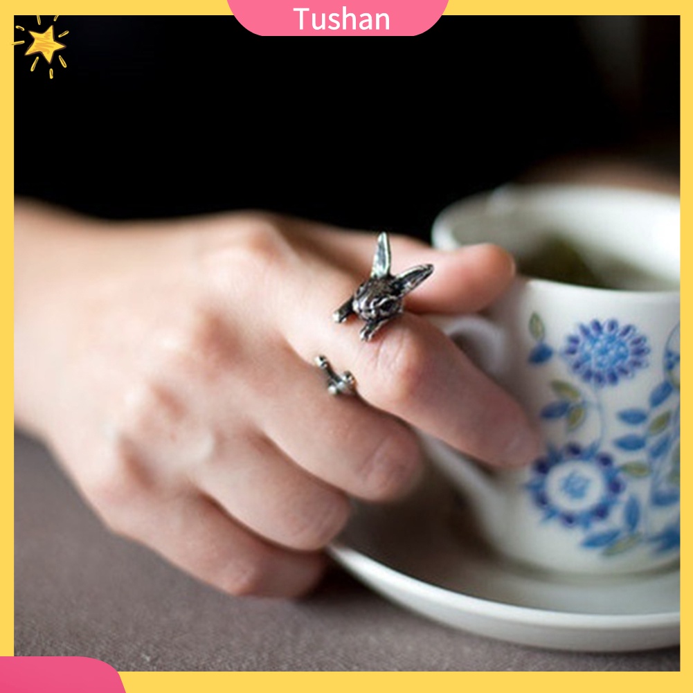 Nhẫn mở hình con thỏ phong cách vintage làm quà tặng sinh nhật cho cặp đôi