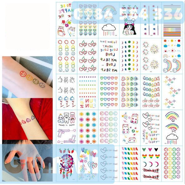 [SALE] Hình Xăm Dán Mini Emoji Cảm Xúc - Flash Tattoo Phong Cách Hàn Quốc Cực Cá Tính (1T- MÃ N)