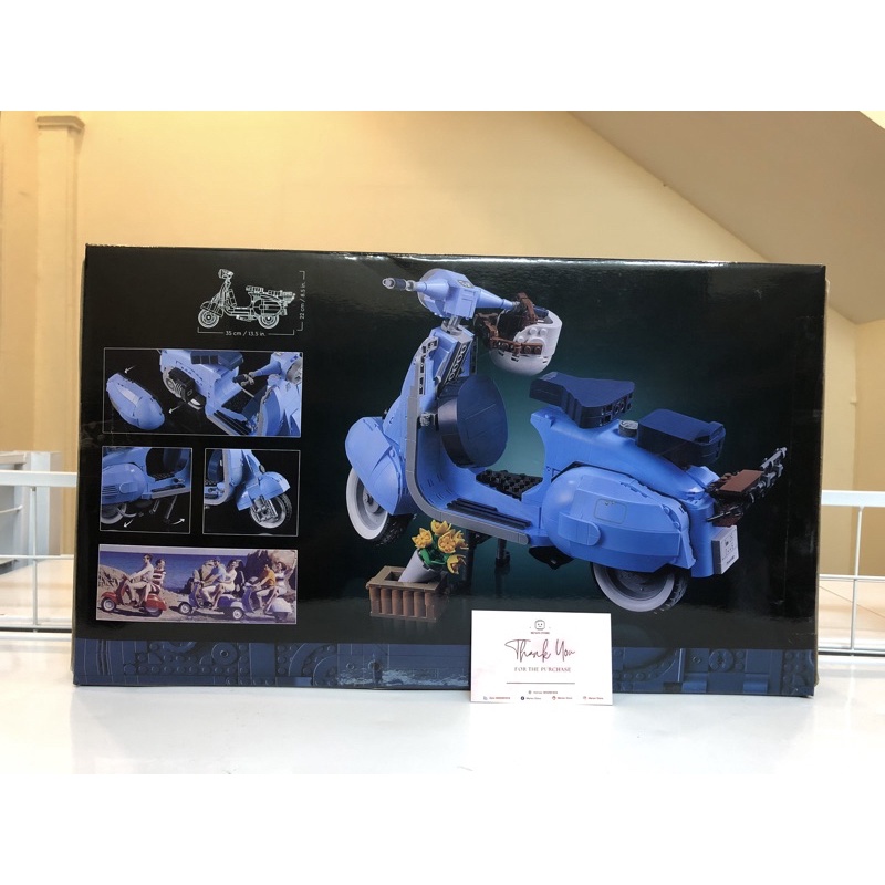 Đồ chơi lắp ráp 23001 10298 Mô hình xe Vespa màu xanh