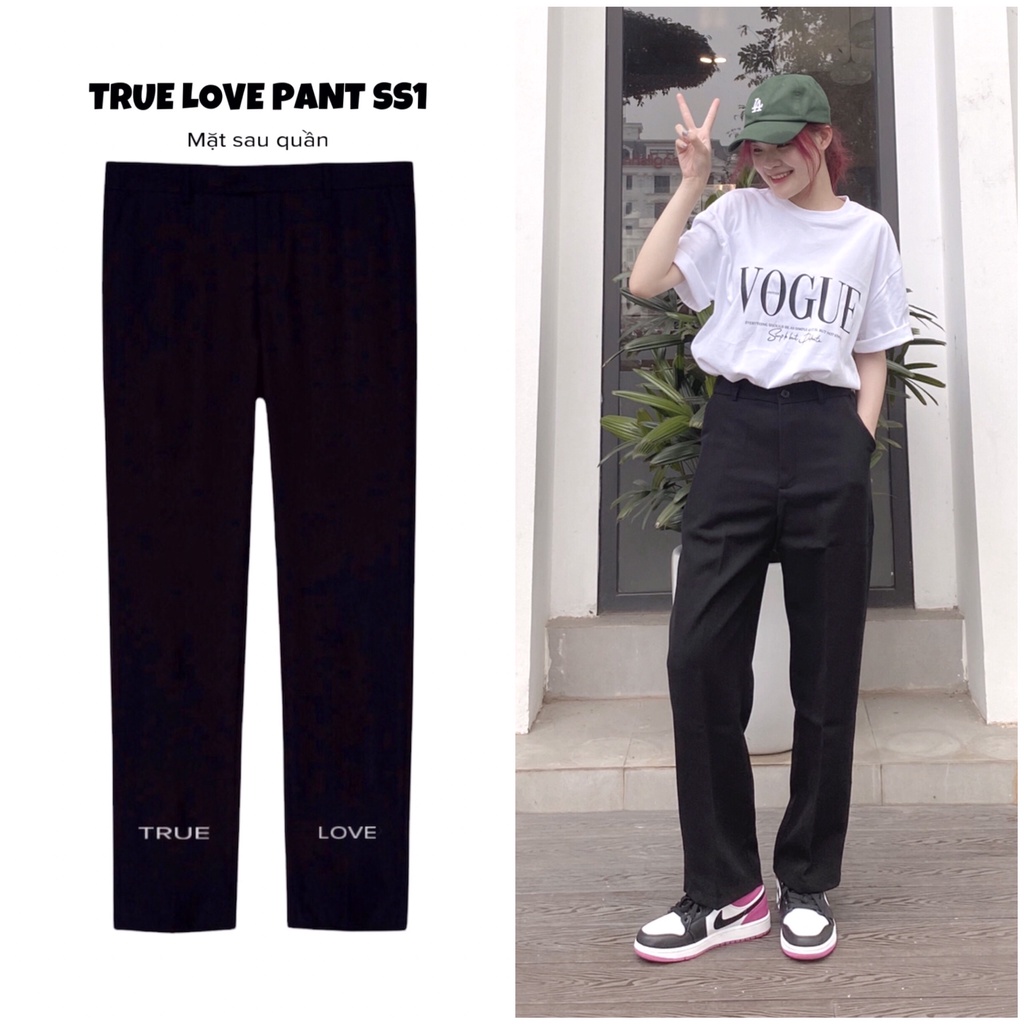 Quần Vải Ống Suông Nam Nữ TRUELOVE Line Đen