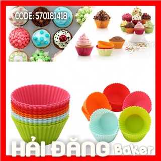Bộ 10 khuôn silicone làm cupcake hình tròn 7cm