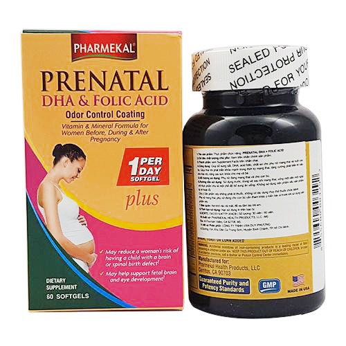 Thực Phẩm Chức Năng Hỗ Trợ Thai Kỳ Pharmekal Prenatal DHA & Folic Acid (60 Viên)