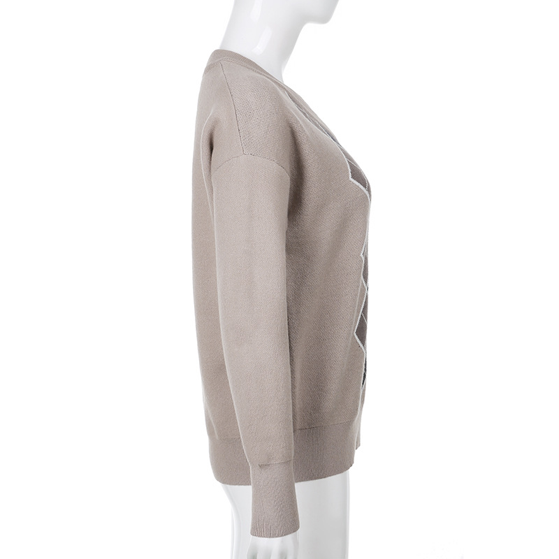 Áo Sweater Dệt Kim Tay Dài Thiết Kế Dáng Rộng Thoải Mái