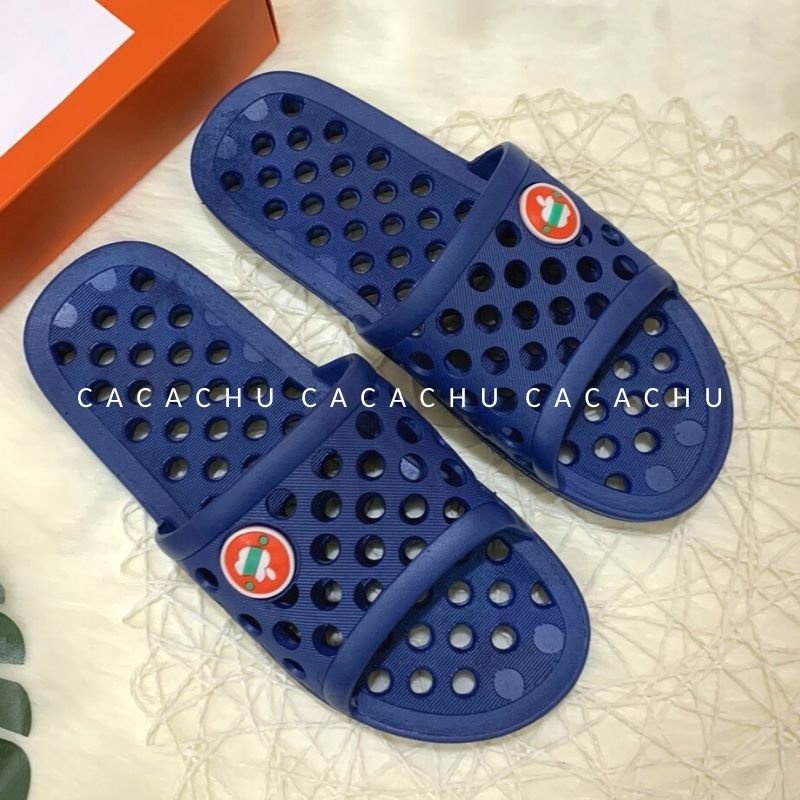 Dép đi trong nhà tắm nam nữ màu xanh đế lỗ thoát nước siêu êm siêu bền CACACHU D024, dép giá rẻ cho mọi nhà