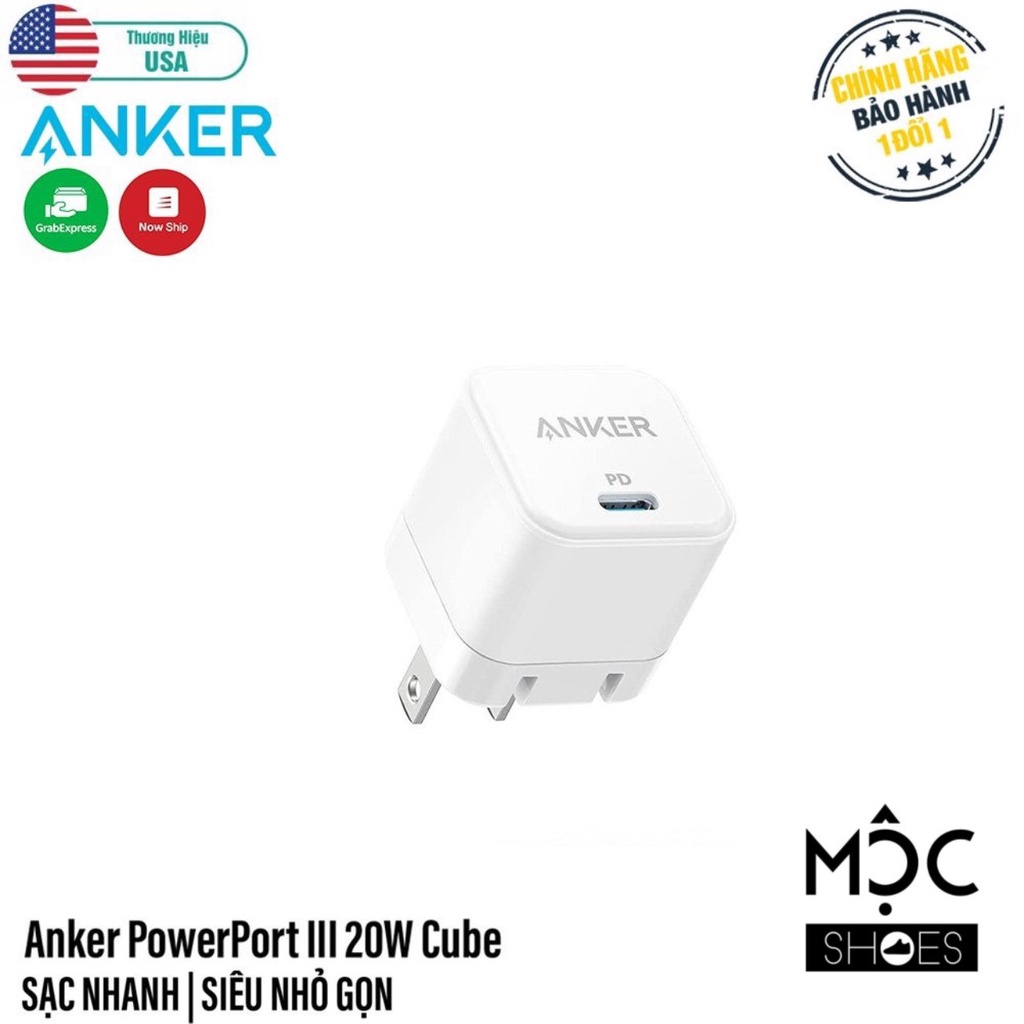*HÀNG CHÍNH HÃNG* Củ Sạc ANKER Cube Trắng - Sạc Nhanh PD - Auth