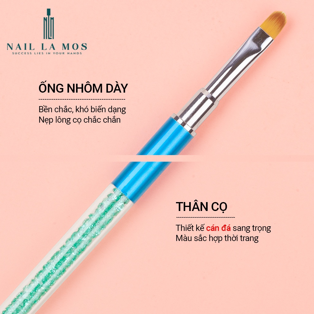 Cọ đắp gel cán đá cao cấp - Cọ đắp nail bản tròn chuyên dụng, bền đẹp