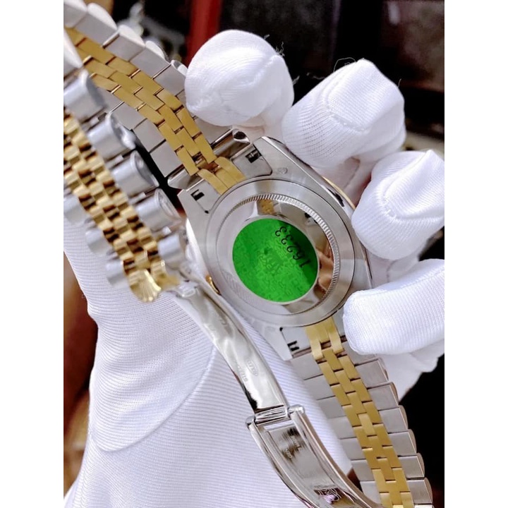 Đồng hồ Nam Rolex máy nhật mặt vàng số đá dòng cơ Automatic day date vành đá size 41mm