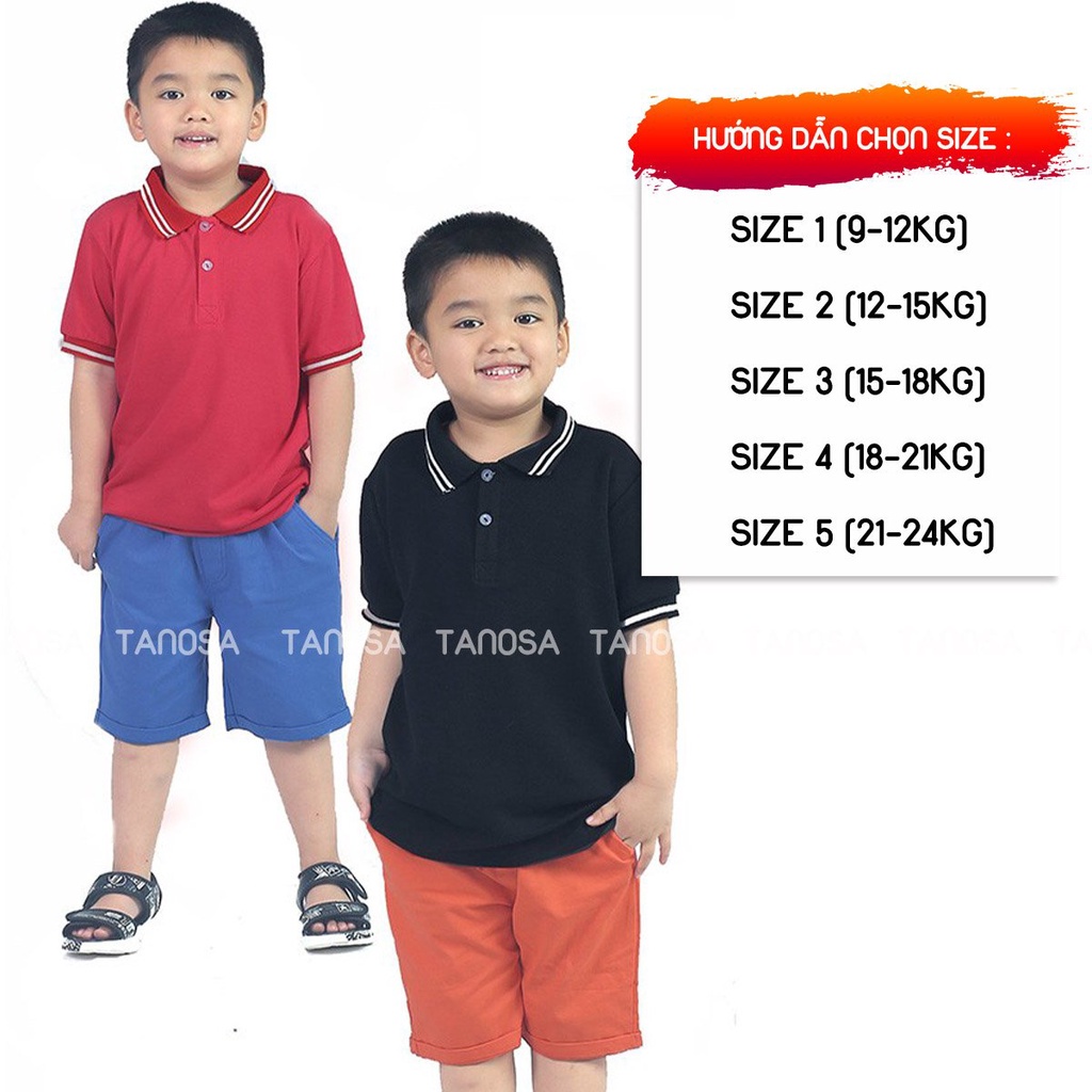 Áo Polo trơn cho bé trai Tanosa Kids 10-22kg