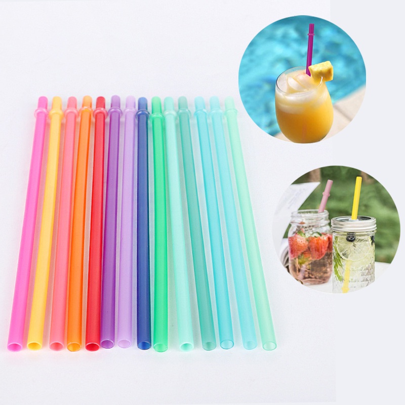 Bộ 10 Ống Hút Nhựa Cứng PP Dài 24cm Không BPA Có Thể Tái Sử Dụng Nhiều Màu